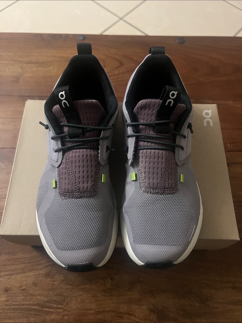 On kids Cloud sky Gray with Purple Accents Athletic Shoes